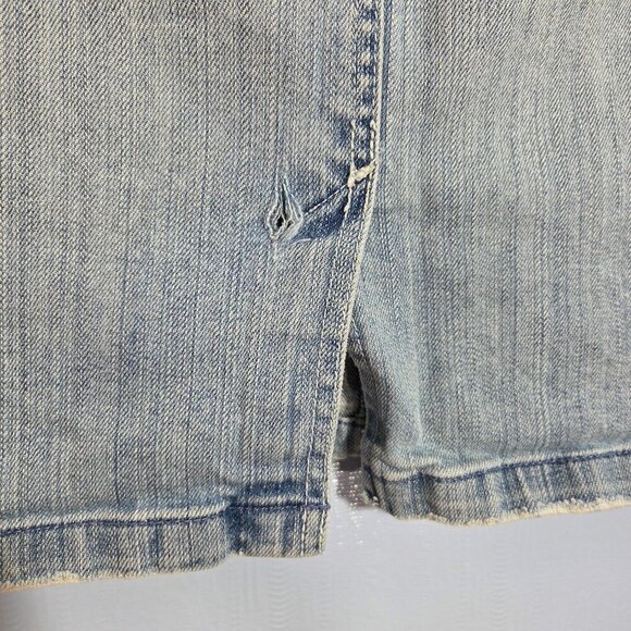 Old Navy Size 12 Y2K Light Wash Denim Blue Low Waist Stretch Jean Skirt - Picture 7 of 11